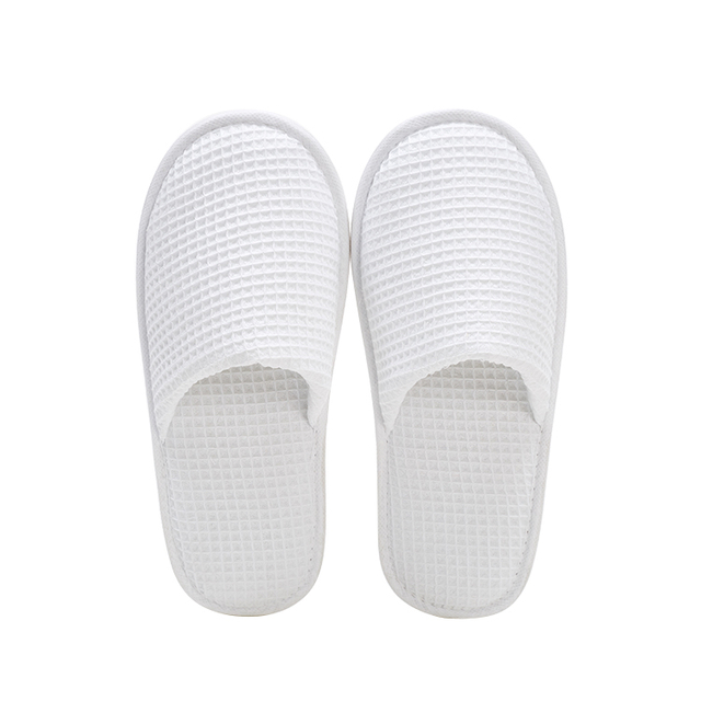 Custom Hotel Supplies Soft Disposable Waffle Slippers With Anti-Slip Sole for Guests