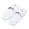 Custom Closed Toe White Poly Terry Disposable Slippers for Hotel Spa Wedding Hospital Travelling Airline Events