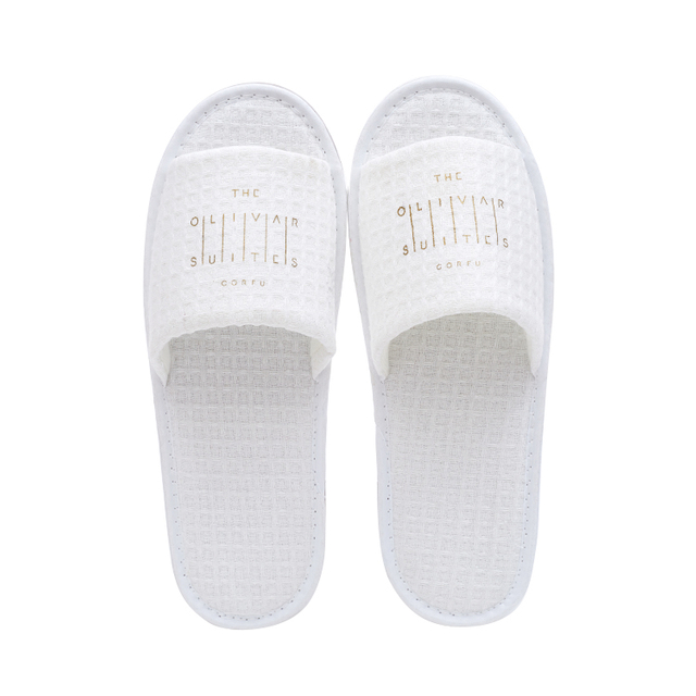 Customized 100% Cotton Waffle Fabric Soft Sole Indoor Home Quiet Washable Slipper