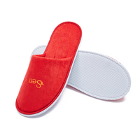 Custom Embroidered Luxury Hotel Slippers Soft Velvet Disposable Amenities