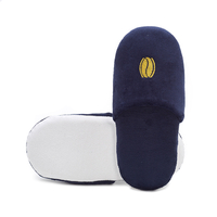 Blue Terry Closed Toe Luxury Spa 5 Star Thick Foam Eco-Friendly Embroidery Washable Travel Portable Hotel Slippers
