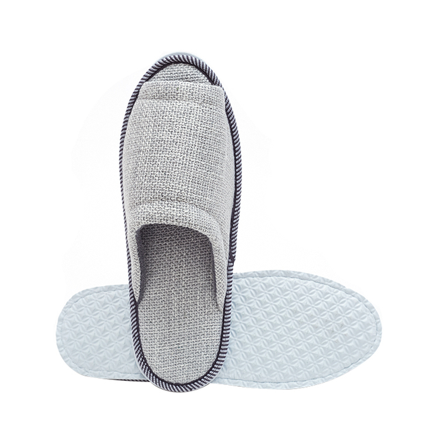 Disposable Open Toe Man Flaxen Linen Hotel Spa Slippers