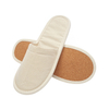 Customized Eco Friendly 100% Cotton Cork Sole Biodegradable Flat Closed Toe Disposable Hotel Slippers