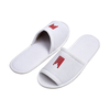 OEM Custom Logo Wholesale Cheap Disposable White Guest Bedroom Slippers for Spa Cotton Terry Velour EVA Sole Hotel Slippers