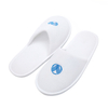 White Terry Towel Slippers for Hotels Disposable with Custom Printed Logo
