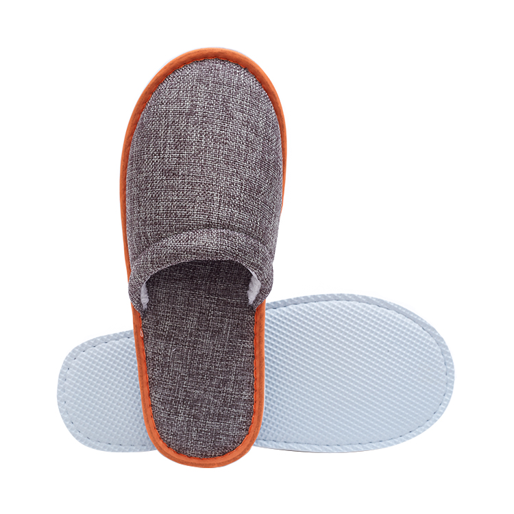 custom linen hotel slippers