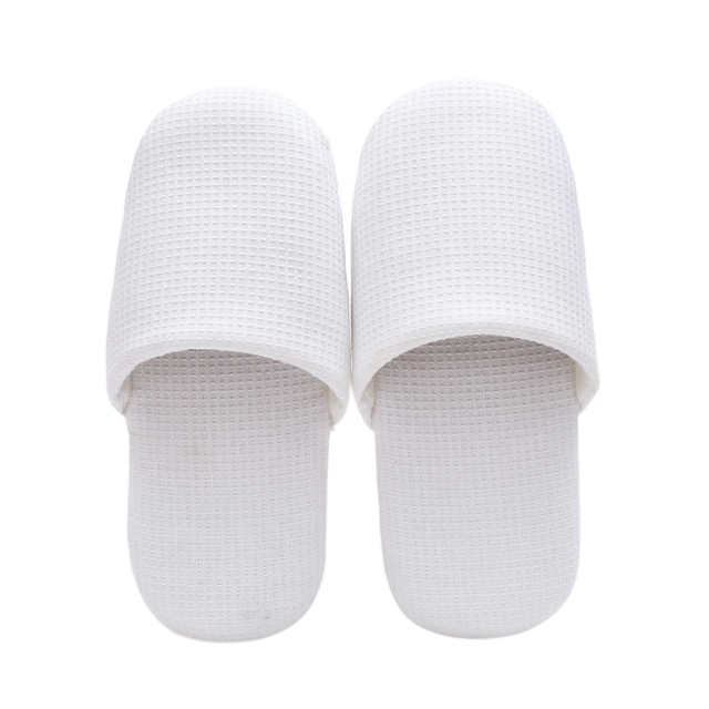 Wholesale Custom logo White Disposable Slippers OEM Luxury Spa Hotel Rooms Guest Waffle slippers